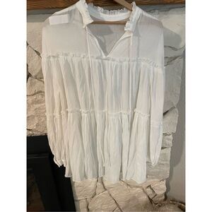 Urban Outfitters Women’s White Long Sleeve Tiered Mini Dress Size Small